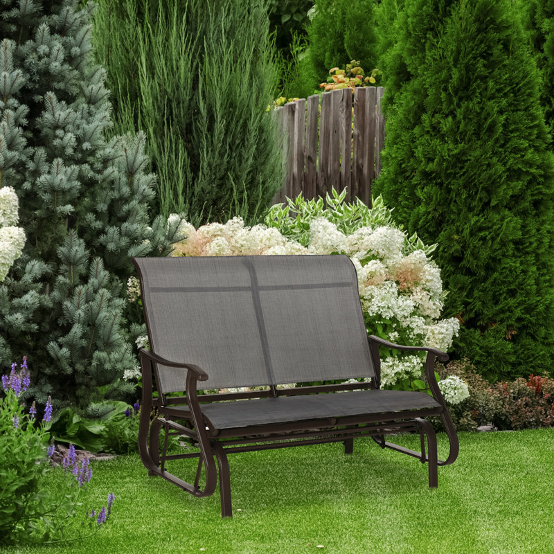 Fauteuil oscillant d'extérieur, banc de patio avec structure en acier et siège gris