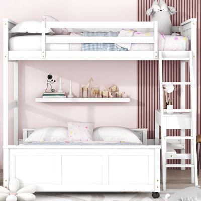 White Twin Over Full Bunk Bed With Desk - Versatile For Different Bedroom Styles In Frame