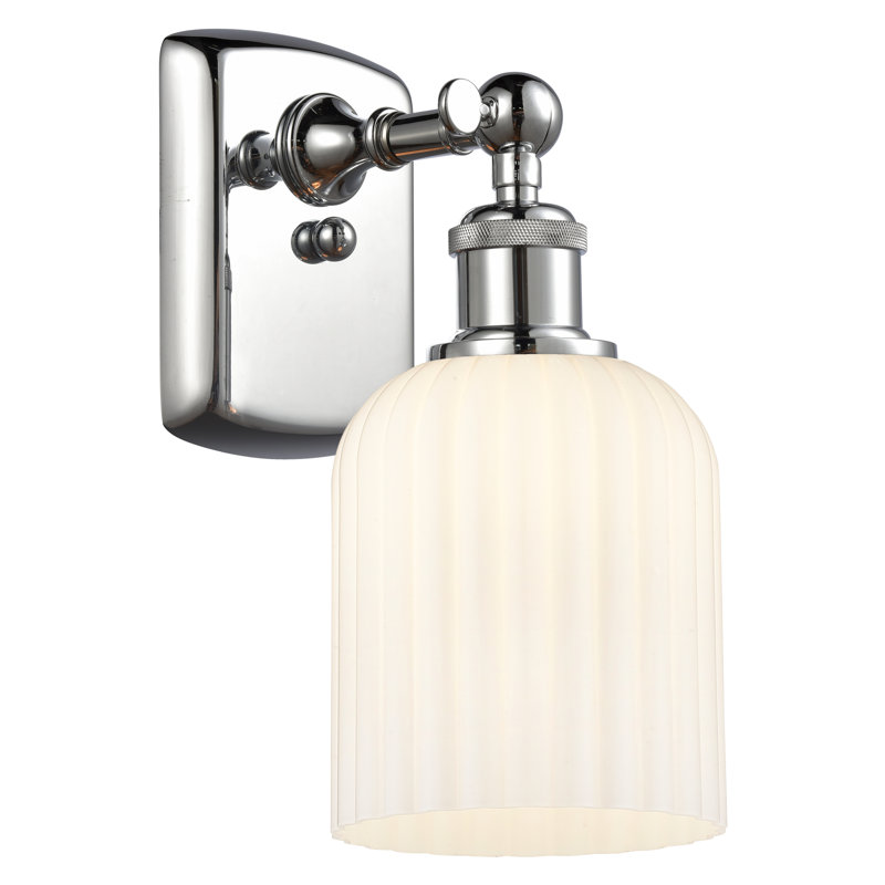 Northgate Steel Armed Sconce, Polished Chrome, Gloss White