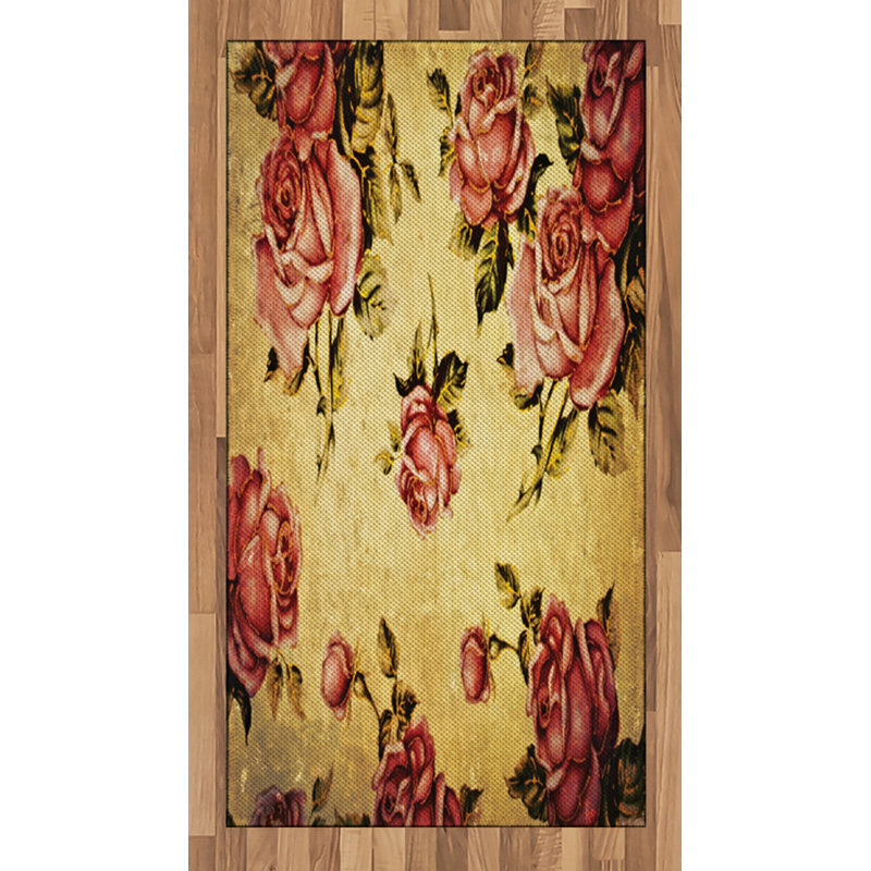 Rose High Density Long Fiber Poly Threads Decorative Area Rug Carpet, Rectangle 2'7" x 5'