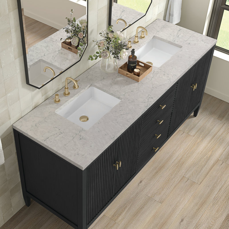 Myrrin 72'' W Double Vanity, Eternal Jasmine Pearl, Carbon Oak