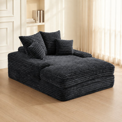 Chaise longue en velours côtelé ultra-doux convertible avec coussins moelleux, fauteuil sans assemblage pour se détendre, lire et faire la sieste dans les salons, les dortoirs, les studios et les petits espaces