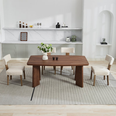 Ensemble de salle à manger de style Mid-Century moderne en bois et chaises rembourrées pour la maison, la cuisine et la salle à manger