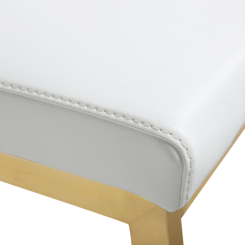 Tabouret de comptoir de 26 po Hamby, Simili cuir blanc, Doré