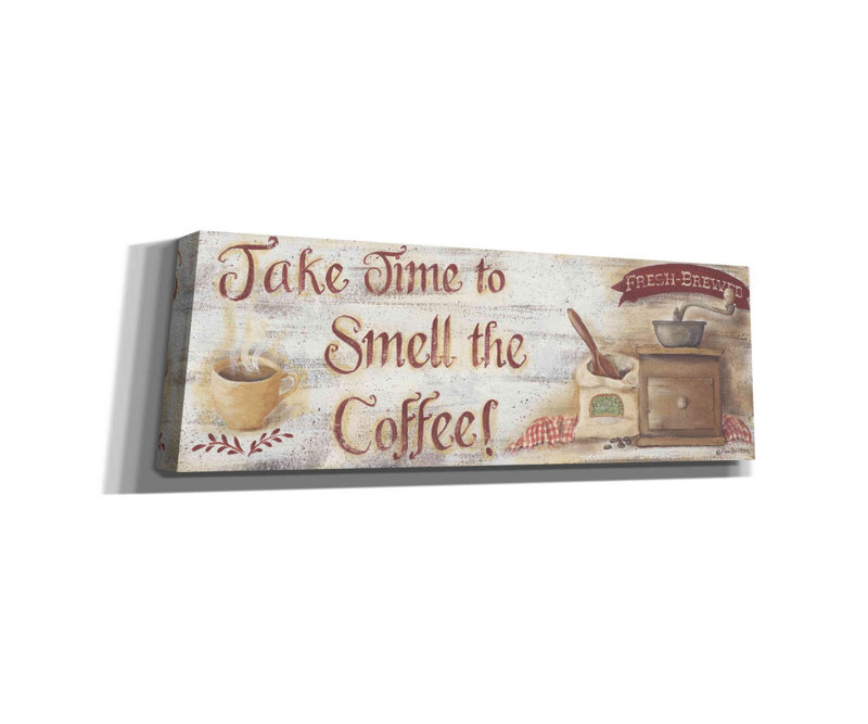 «Smell the Coffee» par Pam Britton, art mural sur toile, H 20 po x l 60 po x P 1,5 po