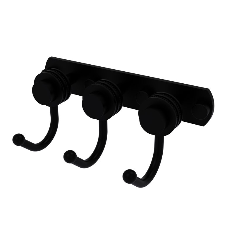 Mercury 3 Position Wall Mounted Hook Rack, Matte Black