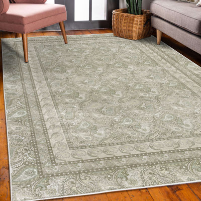 Tapis décoratif à motif de fibres longues en polyester à haute densité Paisley