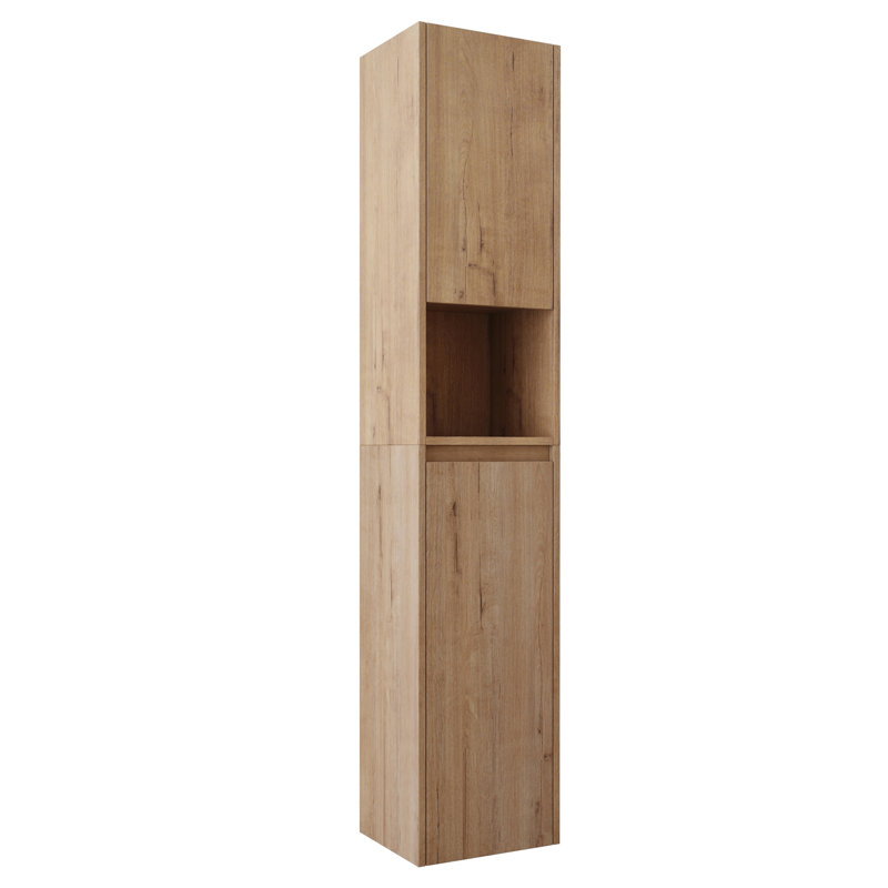 12" Bathroom Side Cabinet,Soft Close Doors,Float Mounting Design,Imitative Oak, Imitative Oak