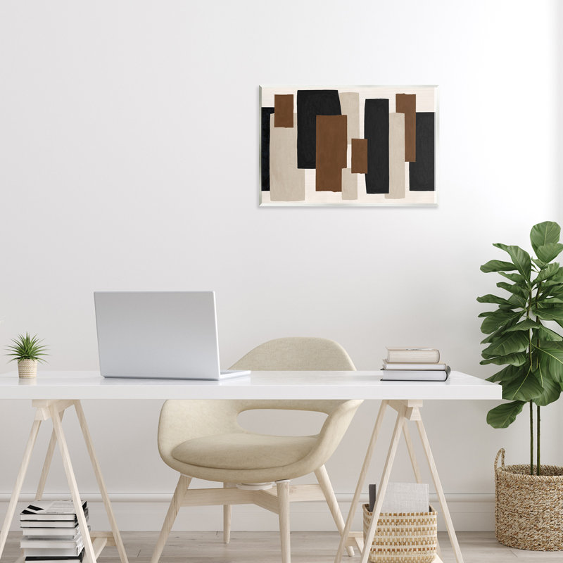 Plaque murale Minimal Vertical Blocks in Earth Tones, design par Janet Tava, H 10 po x l 15 po