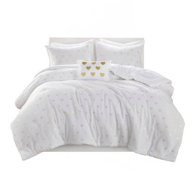 3 PCS Metallic Printed Plush Comforter Set With Throw Pillow