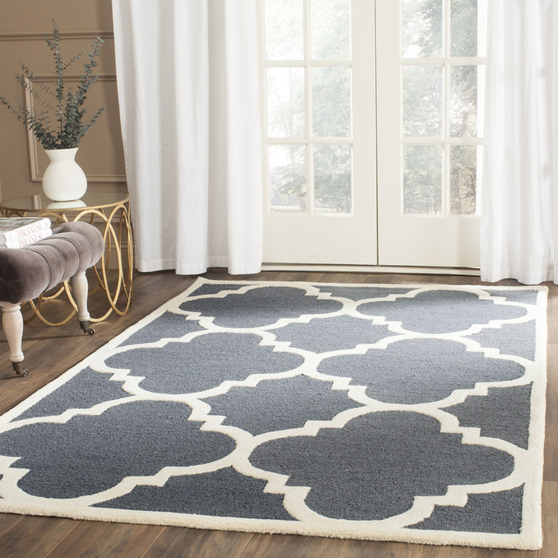 Cannen Cambridge Hand Tufted Wool Geometric Rug, Rectangle 4' x 6'