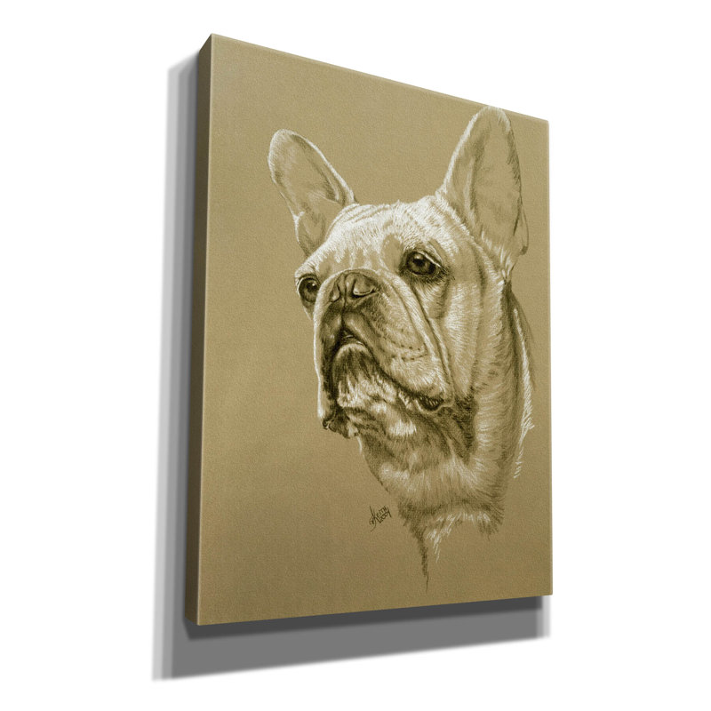 Bouledogue français sur toile par Barbara Keith, H 16 po x l 12 po x P 0,75 po