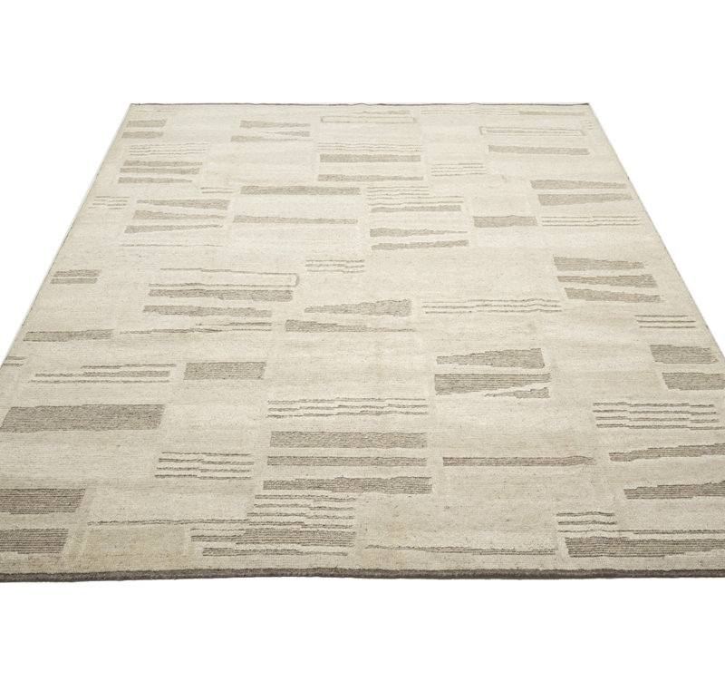 Beige Abstract Handmade 8x10 Oriental Modern Rug