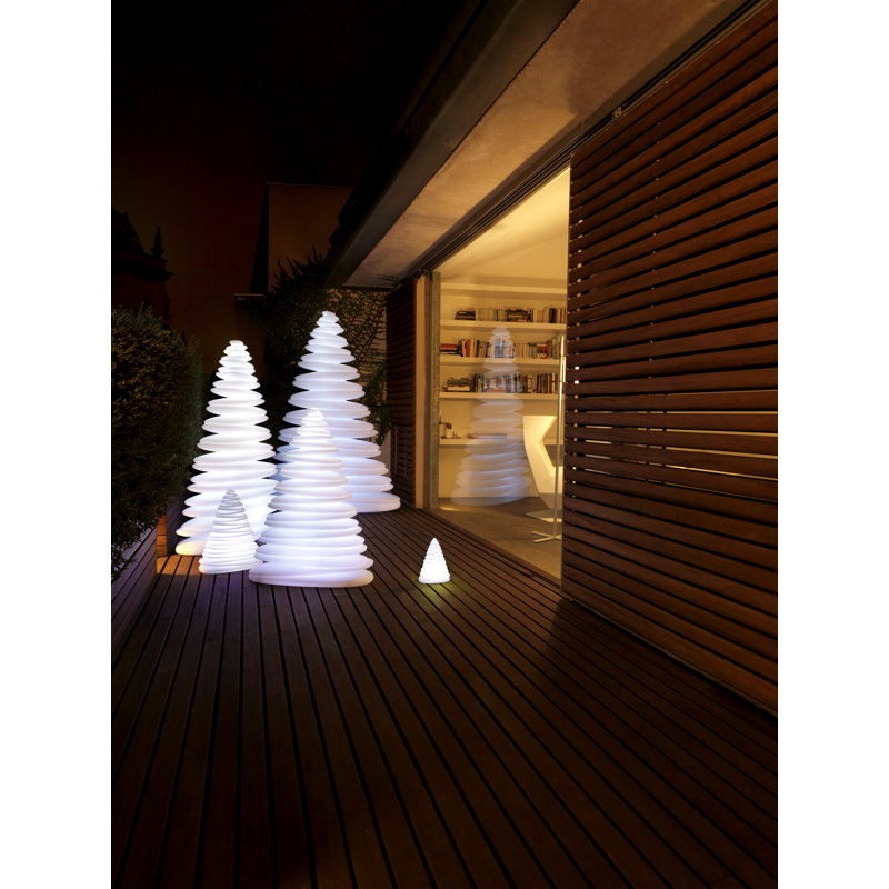 Chrismy Matte Ice White Battery Powered LED Outdoor Table Lamp, Plug-In, Yes, 60.25" H x 44.25" W x 15.75" D