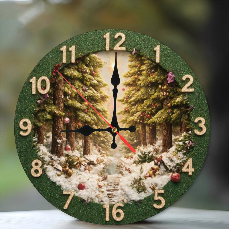 Noël-forêt-horloge-cadran
