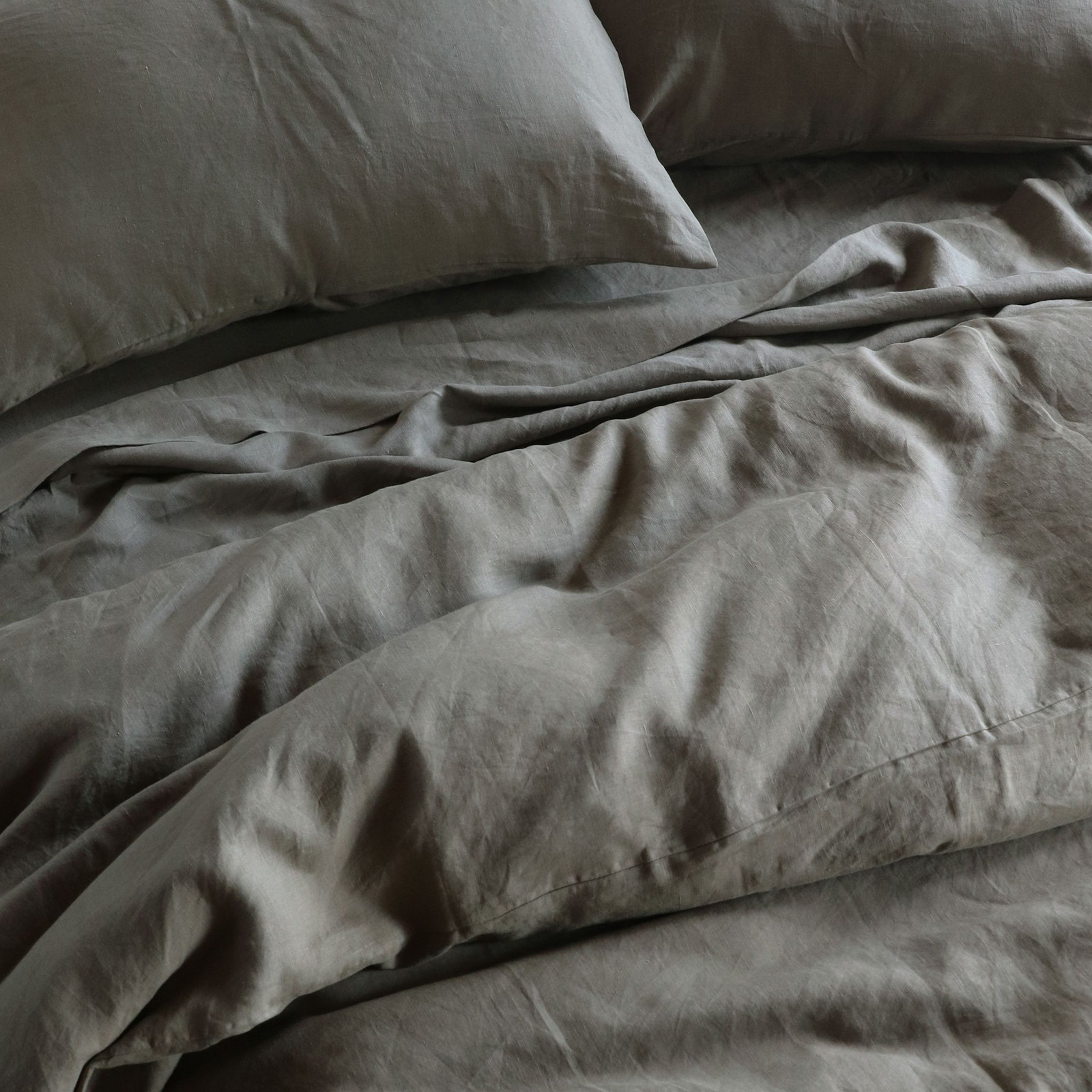 100% French Linen Duvet Cover, Queen Duvet Cover, Moss