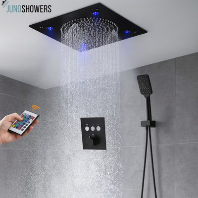 Polished Oil-Rubbed Bronze Shower System with Handheld Unit and Thermostatic Mixer Valve
