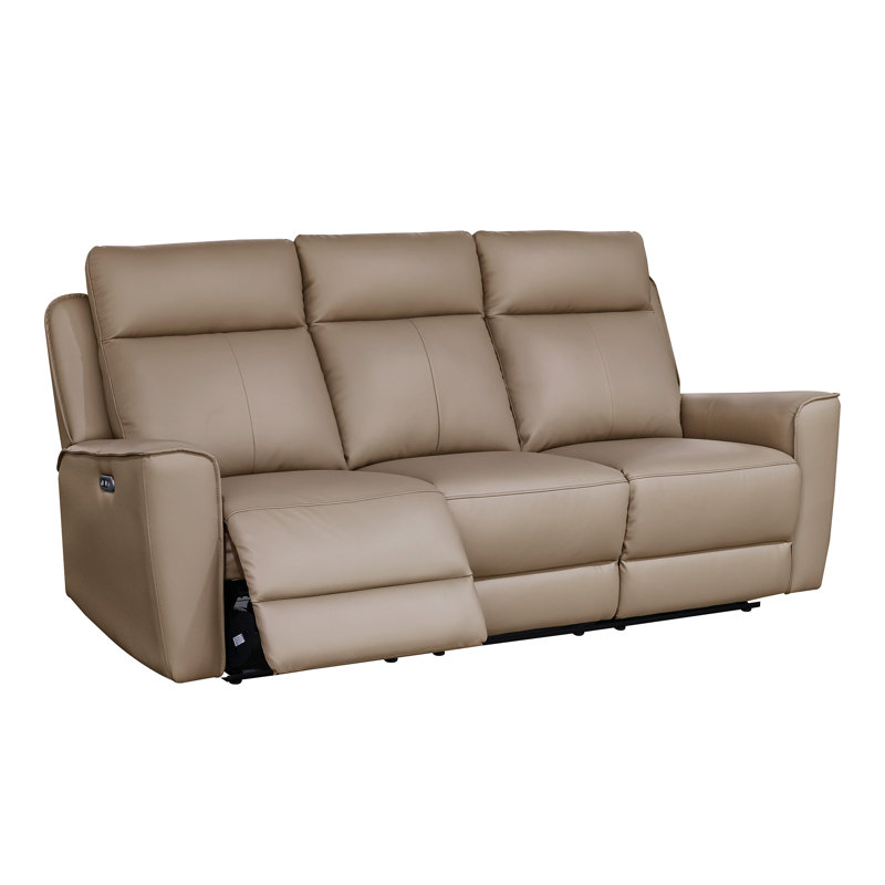 5 Seater Reclining Leather Sofa, Mushroom