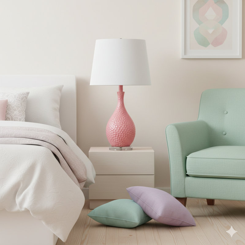28" Pink Telli Pebble Mid-Century Resin Table Lamp
