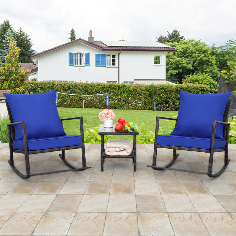 Ensemble de 3 chaises bistro Timberlane, Bleu royal