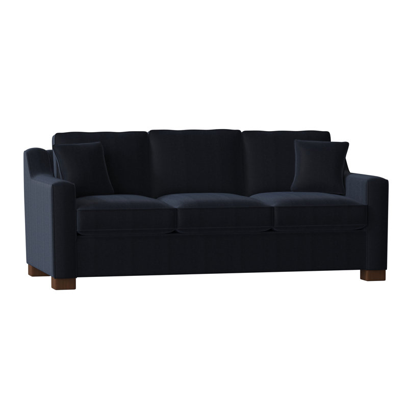 Aceyon Upholstered 79'' Reclining Sofa, Walnut, Entice Indigo