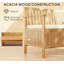 Banc de patio double (blanc crème, teck)