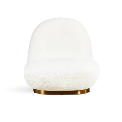 Chaise blanche avec base dorée, pivotant en métal à 360 °, boucle confortable et conception ergonomique chic à haute densité à base de mousse pour les espaces de vie