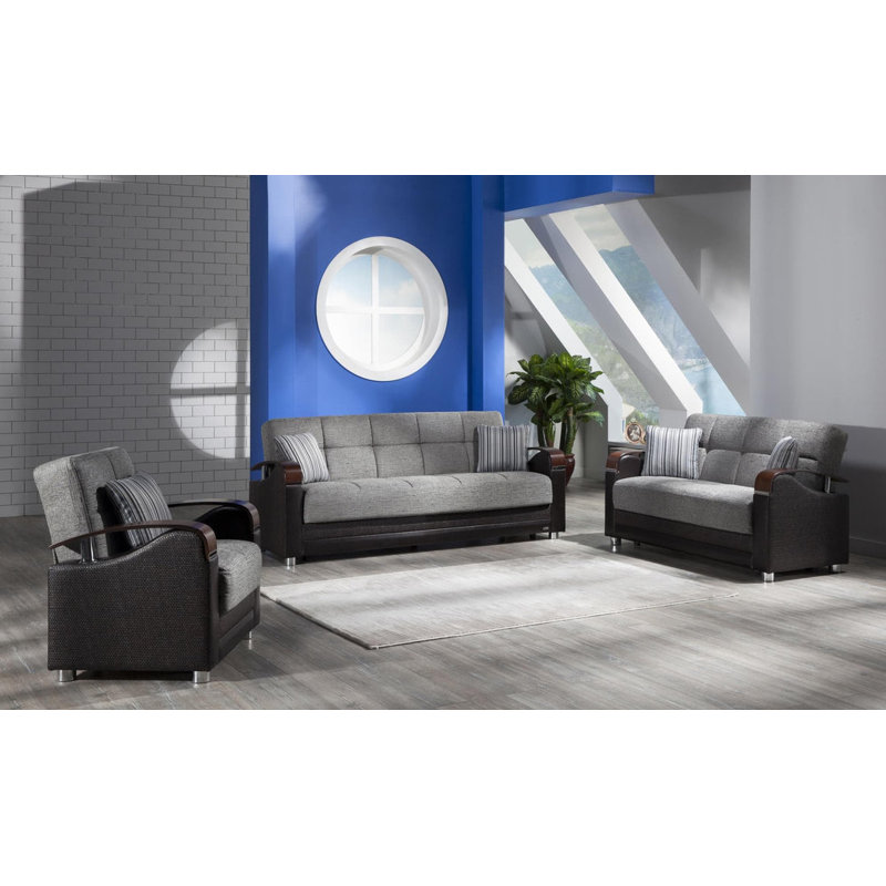 Marzhan Sleeper Sofa Brown, Fulya Gray 100% Polyester