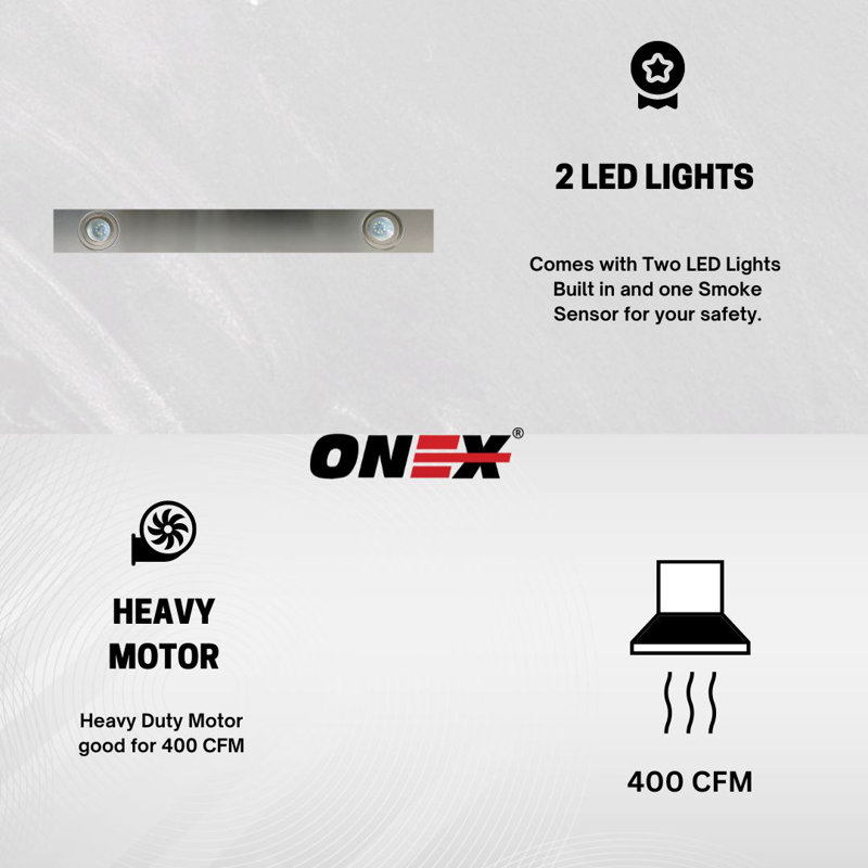 Onex Stainless Steel 400 CFM Ducted (Vented) Insert Range Hood with Mesh Filter