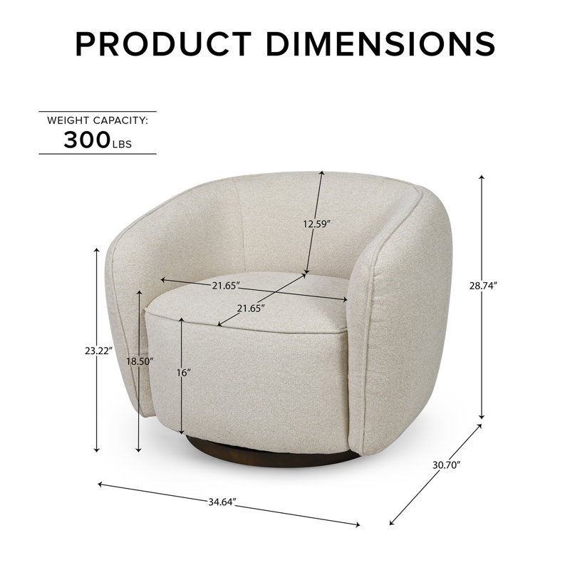 Modern Jacquard Swivel Barrel Accent Chair with Wood Base, Fully Assembled