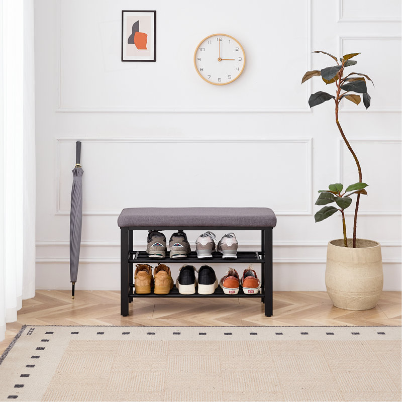Banc à chaussures, banc de rangement, banc d'entrée avec coussin, tablette à chaussures avec siège, peu encombrant, style moderne, pour le salon, la chambre à coucher, le couloir