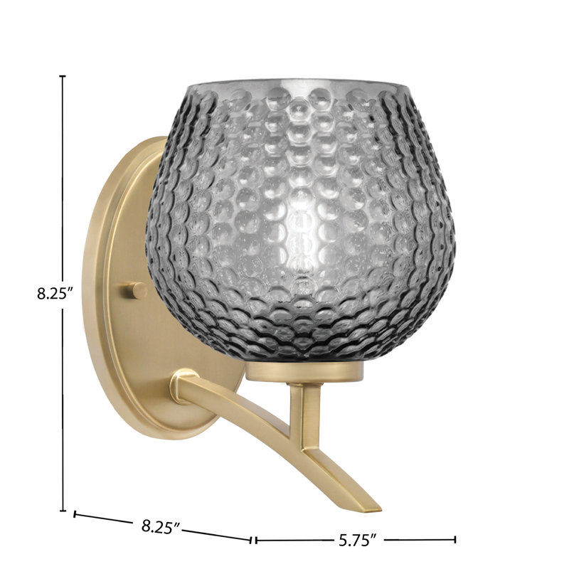 Kurve Wall Sconce With 6" Smoke Textured Glass, Brass