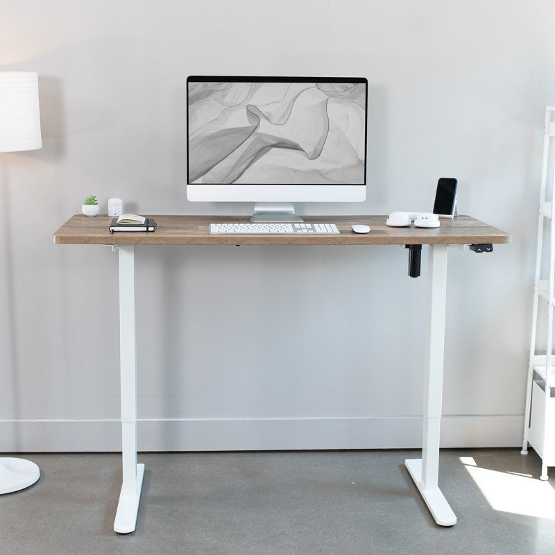 Bureau debout Vivo Electric 60 po x 24 po, Blanc, Bois recyclé