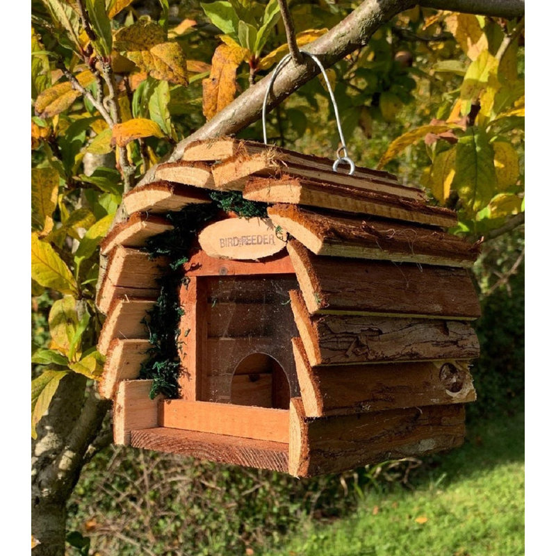Newtonsville Wood Hanging Hopper Bird Feeder