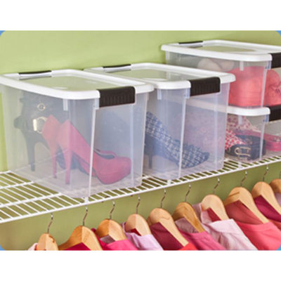 Sterilite Clear Plastic Stackable Storage Bin with White Latch Lid