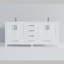 Ensemble de meuble-lavabo double avec plateau en marbre et robinet-110822031