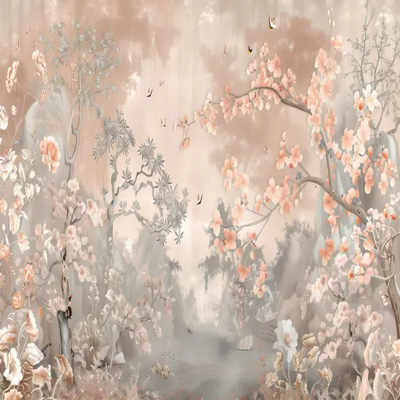 Blossoming Serenity Garden Mural, 96" L x 108" W