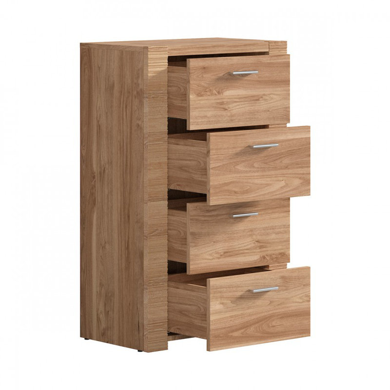 Commode décorative 4 tiroirs Dugan, Brun pâle