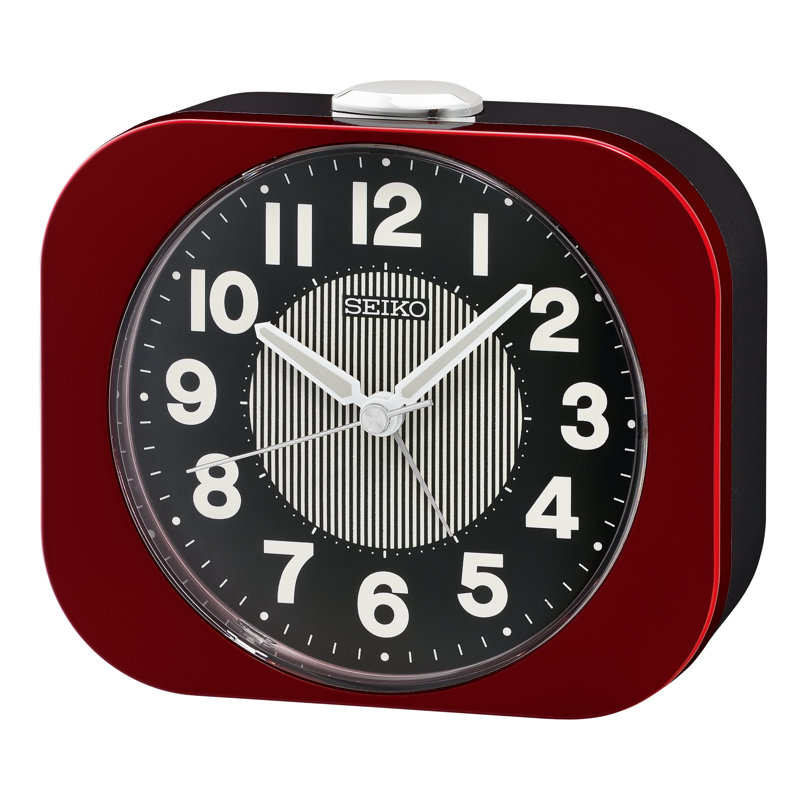 QHE206RLH Basic Alarm Clock, Red, Metallic Red