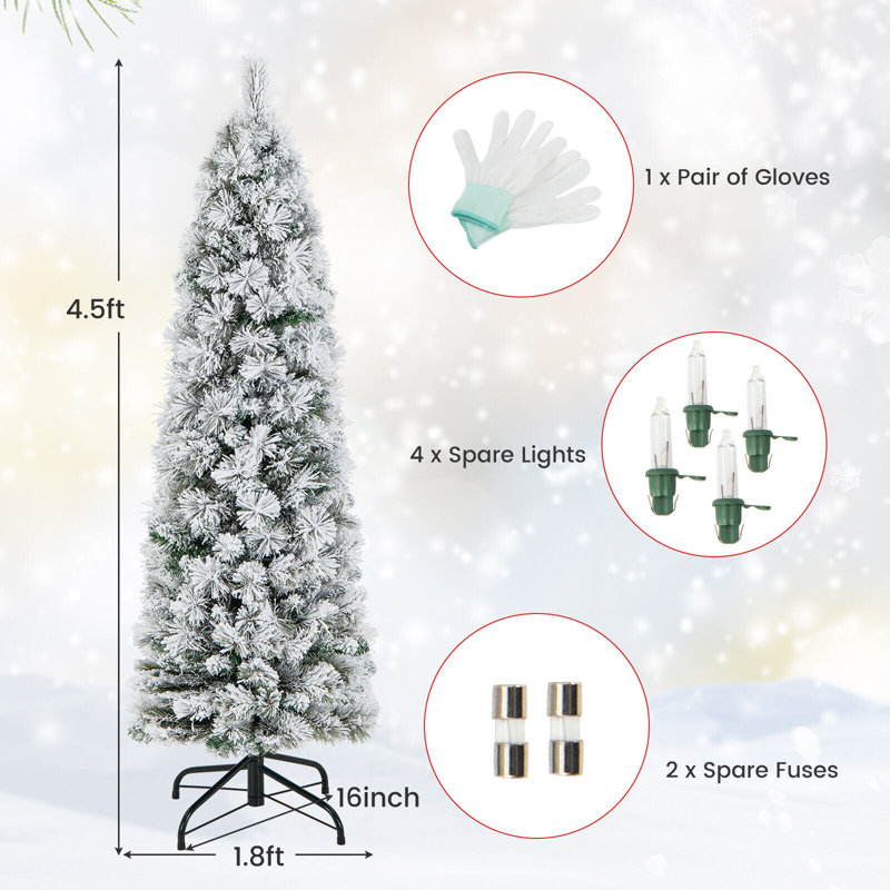4,5 pi Arbre de Noël en pin floqué avec lumière incandescente