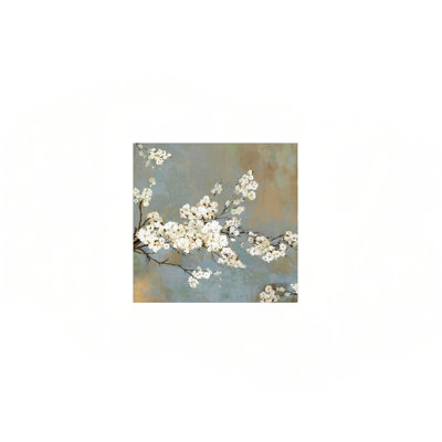 White Grey Ode to Spring Canvas Print Premium Modern Home Wall Art 24 x 24 Inch