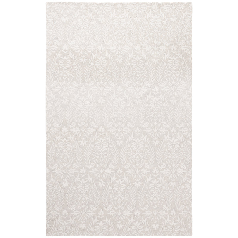 Raquele Ebony Hand Tufted Wool Pile Floral Rug, Rectangle 8' x 10'
