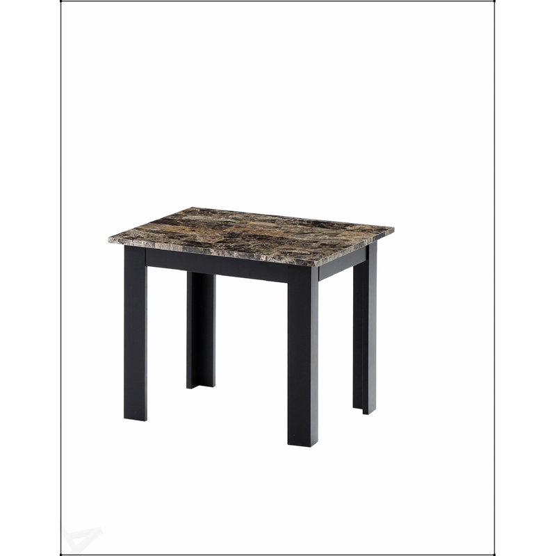 Ensemble de 3 tables basses et tables de bout de style traditionnel avec plateau en faux marbre et pieds en bois, finition brune