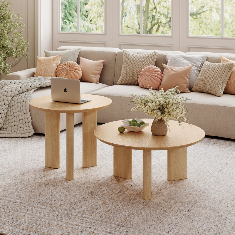 Table basse gigogne 2 pièces Minimalist Casual, Nature Top/Nature Base
