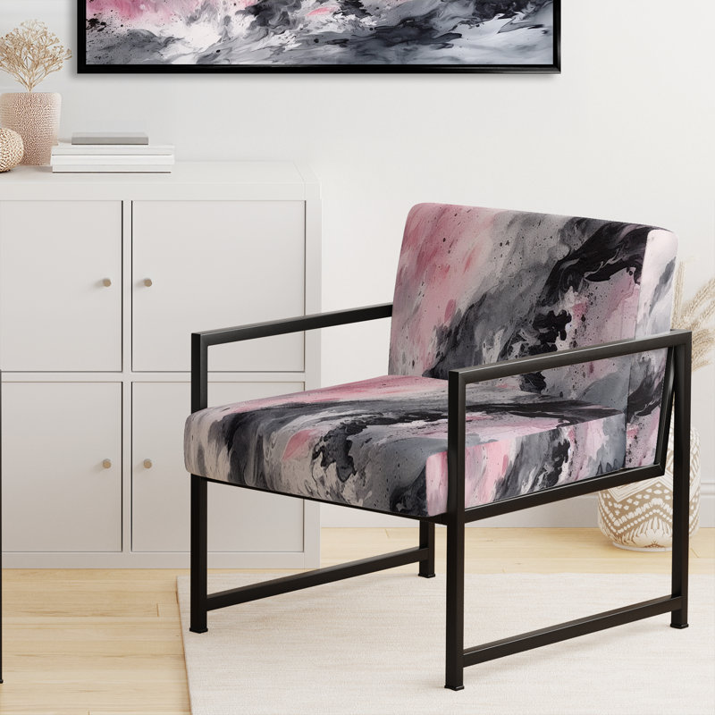 Chaise d'appoint rembourrée Evolving In Pink Grey, Noir