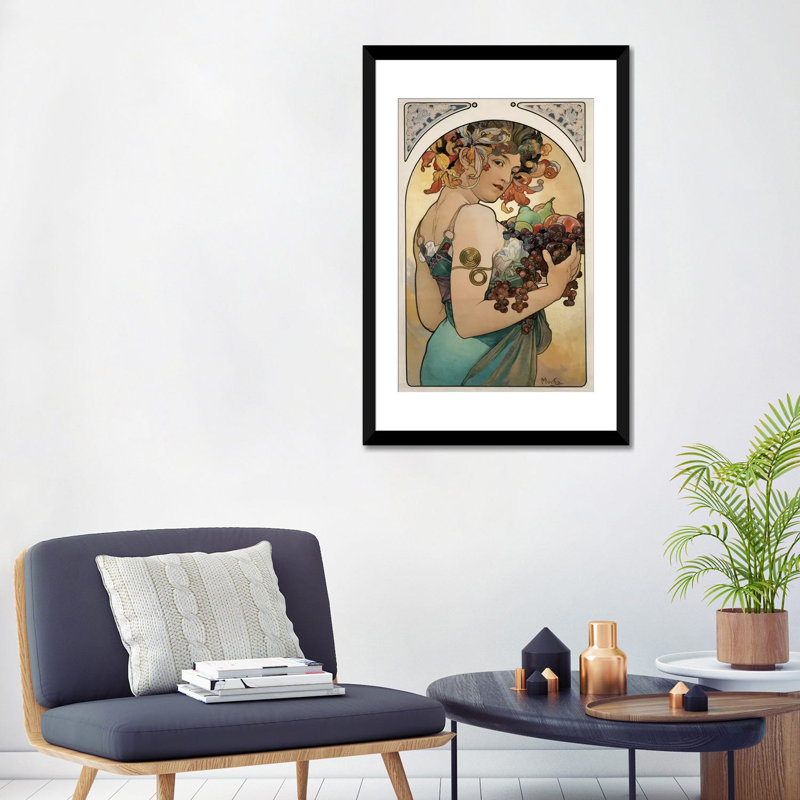 « fruit, 1897 », impression sur toile, H 24 po x l 16 po x P 1 po, Papier d'art encadré noir, Blanc