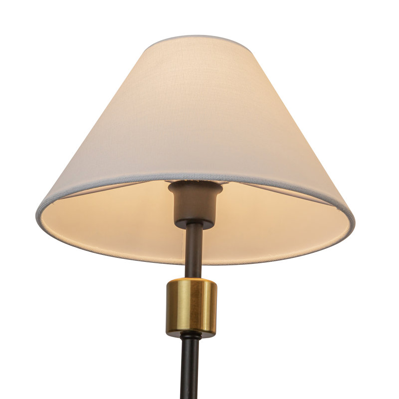 Kingsley - lustre - noir avec accent en laiton brossé - abat-jour en tissu, 2 lumières, 15 lumières