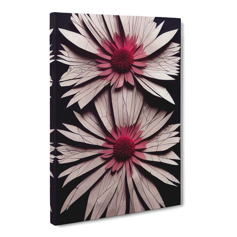 Chrysanthemum Flower Torn Paper - Wrapped Canvas, 50cm H x 35cm W x 3cm D