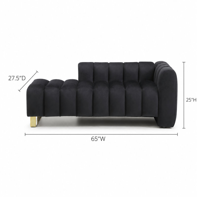 Banc d'intérieur rembourré Glam avec dossier et accoudoirs, Noir