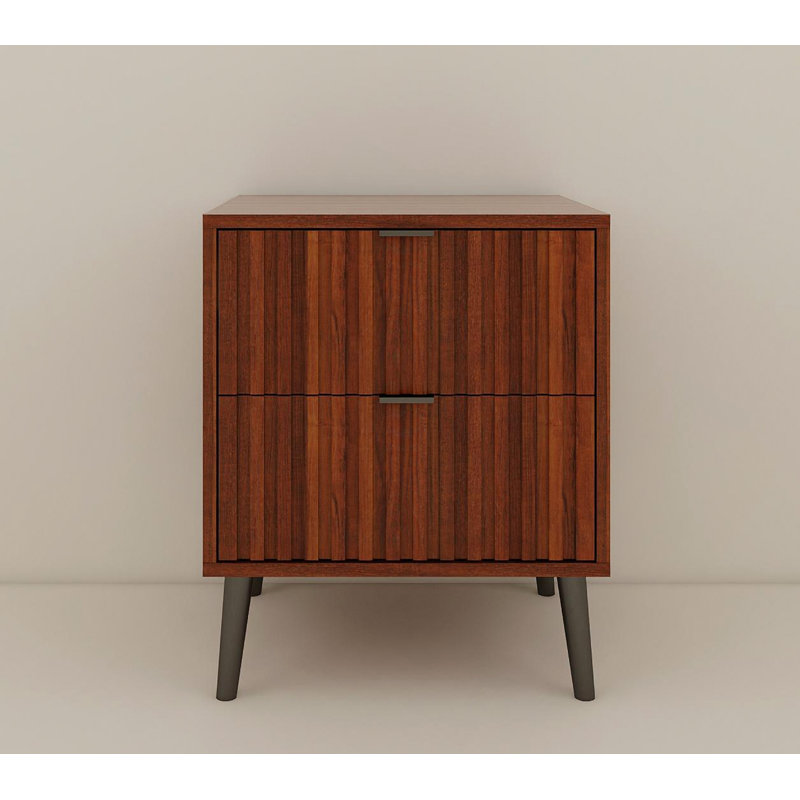 Table de chevet en bois avec 2 tiroirs